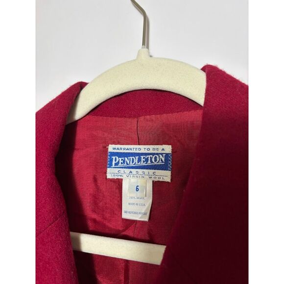 Pendleton Blazer Women's Sz 6 Pink Red Wool Preppy Old Money Classic Work Office - Picture 3 of 4